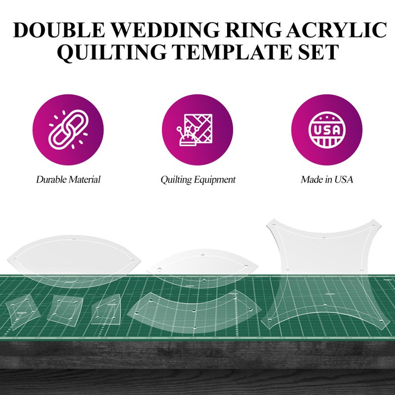 LaserThing 5" Double Wedding Ring Acrylic Quilting Template Set, 1/4" Seam Allowance - 7 Pieces - Tiny DWR - Image 4
